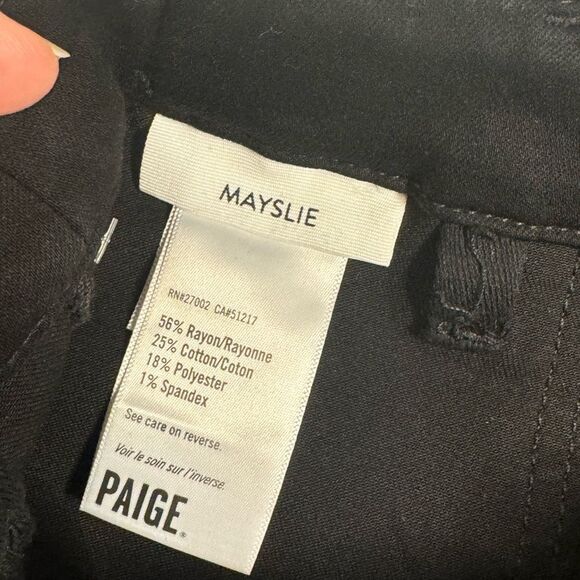 PAIGE Mayslie Straight Ankle Pants in Black Fog Luxe Coating - Size 30 - Picture 13 of 16